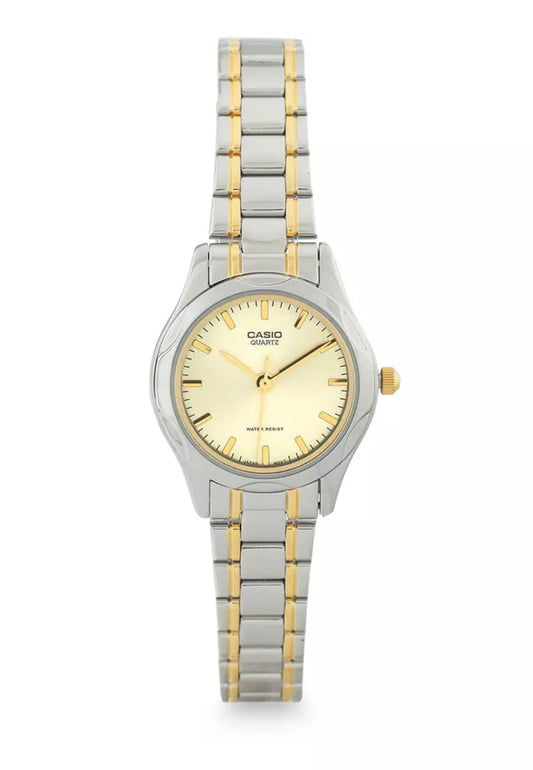 Casio Women's Watch Analog, Champagne Dial Silver & Gold Stainless Steel Strap, LTP-1275SG-9ADF