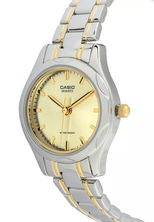 Casio Women's Watch Analog, Champagne Dial Silver & Gold Stainless Steel Strap, LTP-1275SG-9ADF