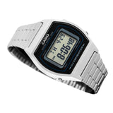 Casio Unisex Watch Vintage Collection Digital, Black Dial Silver Stainless Steel Strap, B640WD-1AVDF