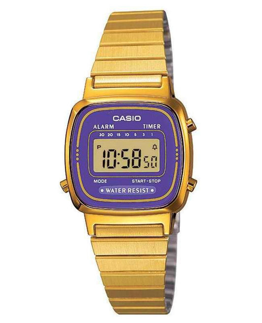 Casio, Women's Watch Digital, Blue Dial Gold Stainless Steel Band, LA670WGA-6DF product image