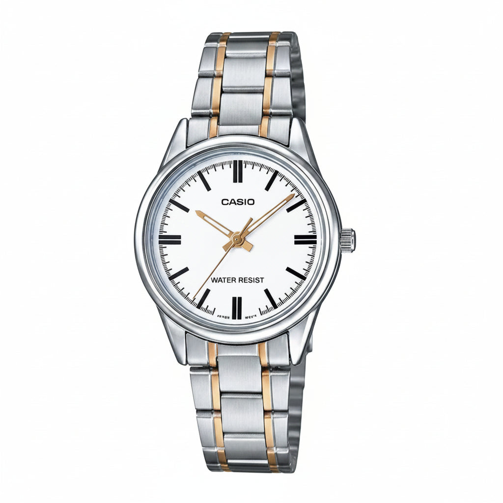 Casio Women's Watch Analog, White Dial Silver Stainless Steel Strap, LTP-V005SG-7AUD