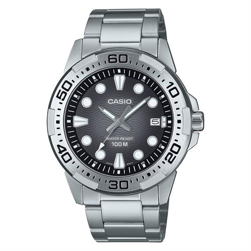 Casio  Men's  Divers Style 100 m Water Resist Grey Dial With Stainless Steel Band, MTD-140D-1AVDF
