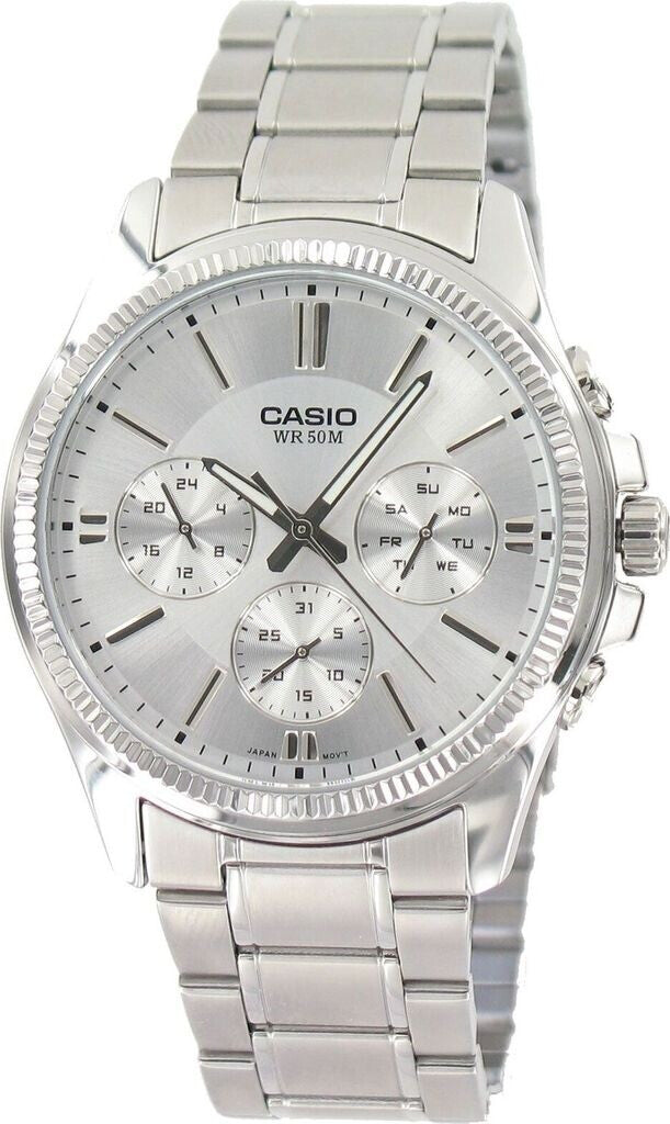 Casio Men's Watch Analog, Silver Dial Silver Stainless Steel Strap, MTP-1375D-7AVDF