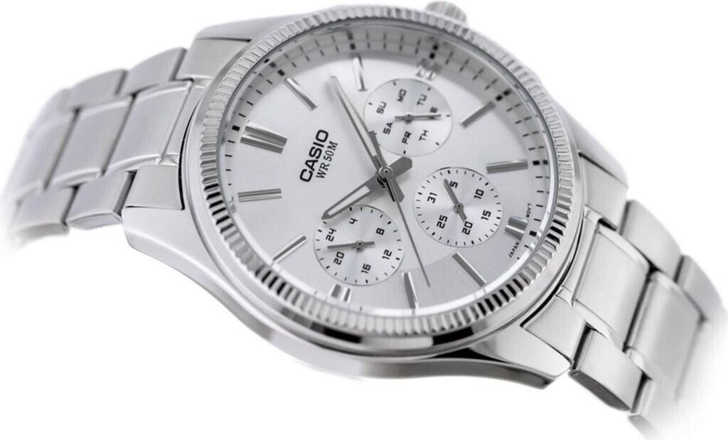 Casio Men's Watch Analog, Silver Dial Silver Stainless Steel Strap, MTP-1375D-7AVDF