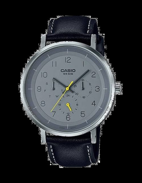 Casio,Men's Watch Analog, Grey Dial Black Leather Band, MTP-E314L-8BVDF