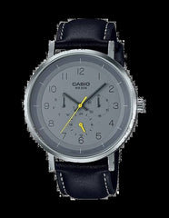 Casio,Men's Watch Analog, Grey Dial Black Leather Band, MTP-E314L-8BVDF