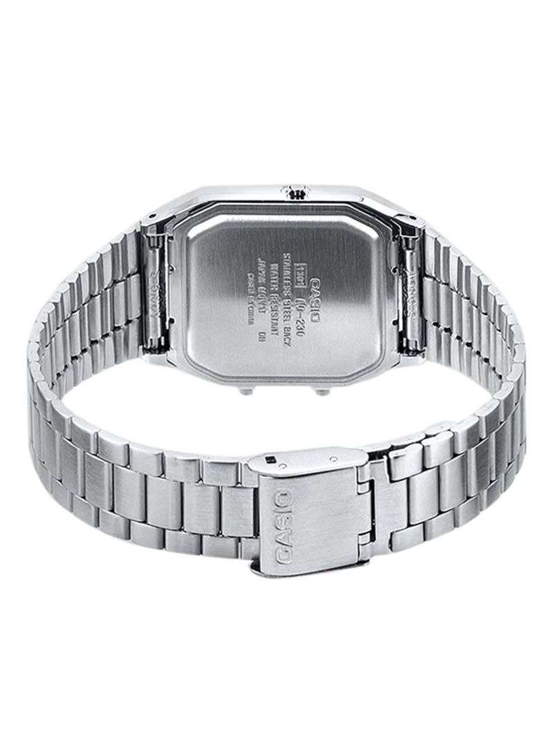 Casio Vintage Unisex Watch Analog-Digital Black Dial With Silver Stainless Steel Band, AQ-230A-1DMQD product image