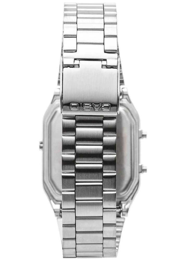 Casio Vintage Unisex Watch Analog-Digital Black Dial With Silver Stainless Steel Band, AQ-230A-1DMQD product image