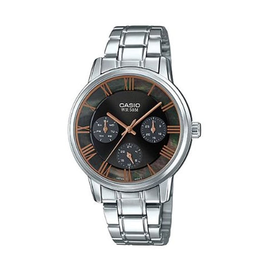 Casio men analog watch, black dial with comfortable strap, model CS-LTP-E315D-1AVDF, Bahrain