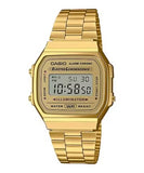 Casio Men's Watch Vintage Collection Digital, Gold Dial Gold Stainless Steel Strap, A168WG-9WDF