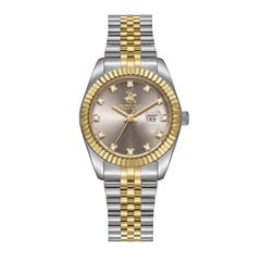 Beverly Hills Polo Club Women's Watch Analog Beige Dial With Silver/Gold Stainless Steel Band, BP3654X.260