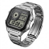 Casio Men's Watch Digital, Black Dial Silver Stainless Steel Strap, AE-1200WHD-1AVD