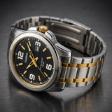 Casio Men's Watch Analog, Black Dial Silver & Gold Stainless Steel Strap, MTP-1314SG-1AVD