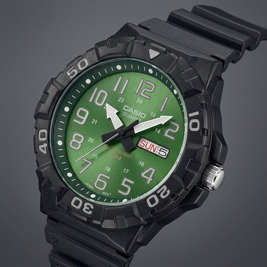 Casio Men's Analog Watch Green Dial with Resin Band, MRW-210H-3BVDF