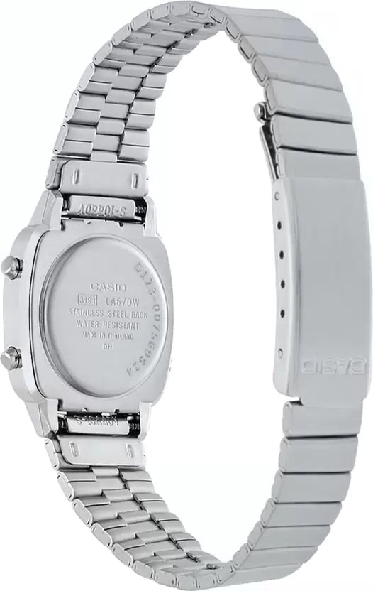 Casio Women's Watch Digital, Black Dial Silver Stainless Steel Band, LA670WD-1DF