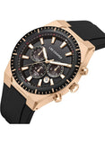 Lee Cooper Men's Multifunction Watch with Dark Brown Dial and Black Silicone Band, LC08088.451