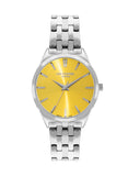 Lee Cooper Women's Watch Analog, Gold Dial Silver Metal Band, LC07833.310