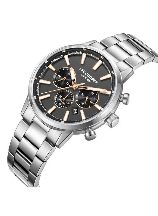 Lee Cooper Men's Multifunction Watch with Gunmetal Dial and Stainless Steel Band, LC08382.350