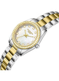 Lee Cooper Women's Analog Watch with White Mother Of Pearl Dial and Two Tone Stainless Steel Band, LC08155.220
