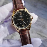 Casio Women's Watch Analog, Black Dial Brown Leather Strap, LTP-V005GL-1B2U