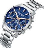 Lee Cooper Men's Multifunction Watch with Dark Blue Dial and Stainless Steel Band, LC08348.391