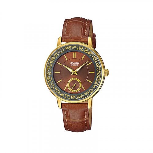 Casio men analog watch, brown dial with comfortable strap, model CS-LTP-E408GL-5AVD, Bahrain