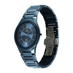 Titan Men's Watch Edge Ceramic - Slimmest Ceramic Analog Watch Blue Dial Blue Strap, 1696QC03