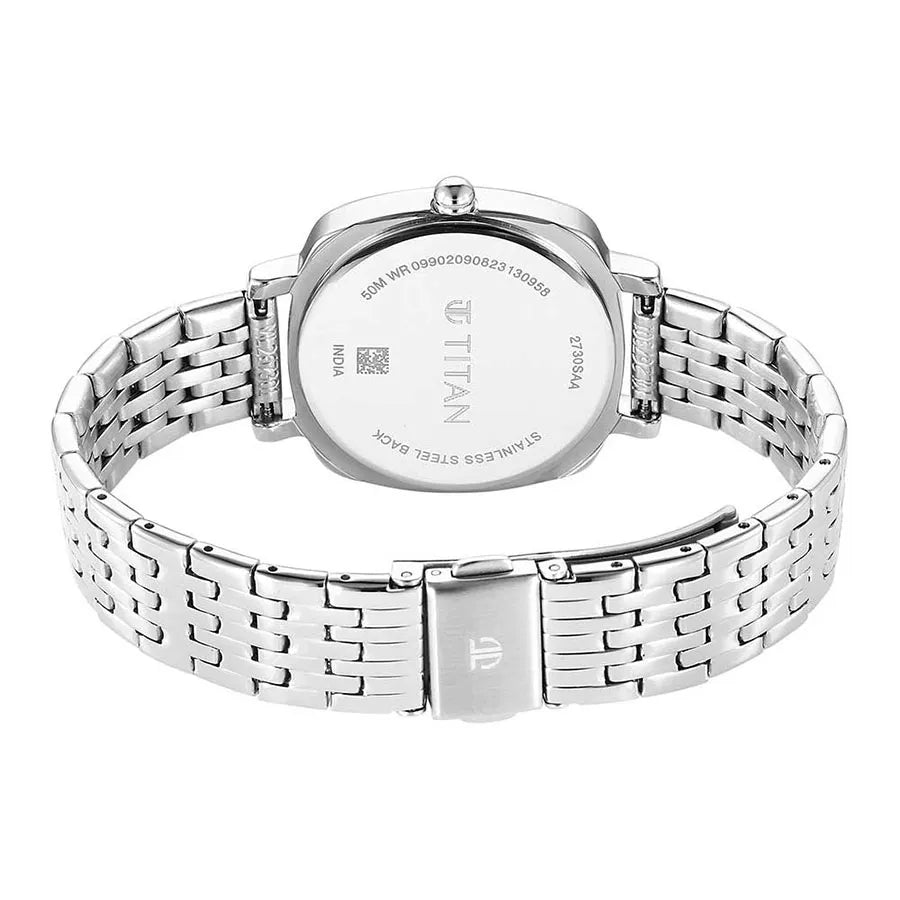 Titan Shaped Cases Women's Watch Green Dial With Silver Stainless Steel  Band, 2730SM01