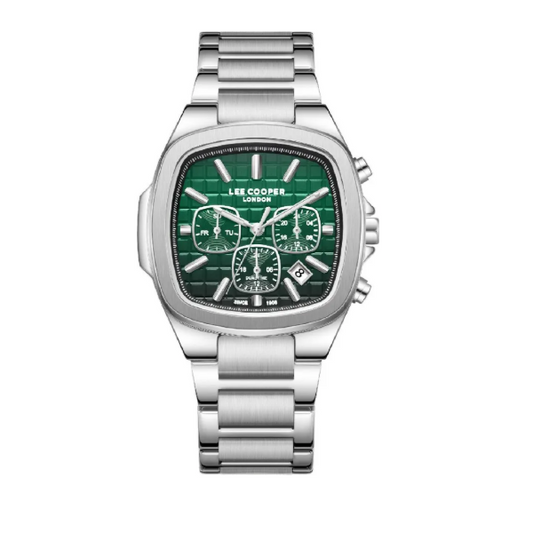 Lee Cooper Men's Multifunction Watch with Dark Green Dial and Stainless Steel Band, LC08339.370