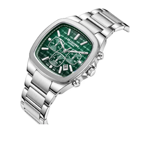 Lee Cooper Men's Multifunction Watch with Dark Green Dial and Stainless Steel Band, LC08339.370