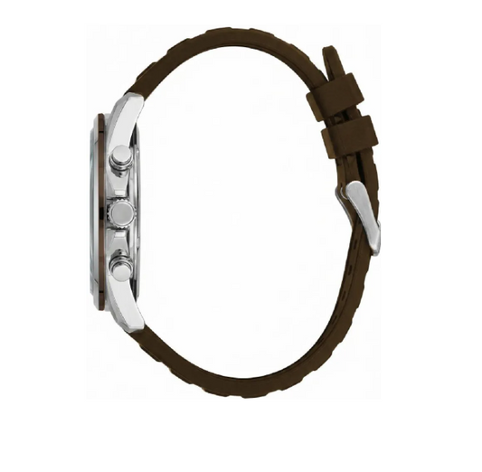 Lee Cooper Men's Multifunction Watch with Grey Dial and Brown Silicone Band, LC08387.362