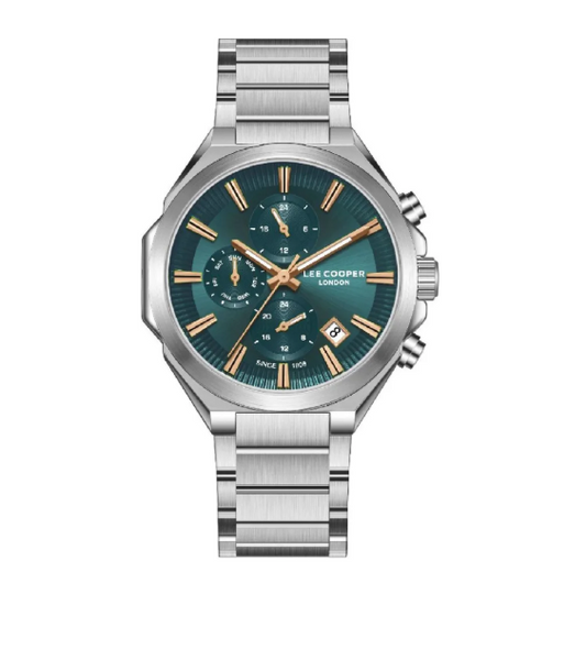 Lee Cooper Men's Multifunction Watch with Blue Dial and Stainless Steel Band, LC08367.391