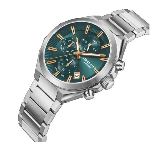 Lee Cooper Men's Multifunction Watch with Blue Dial and Stainless Steel Band, LC08367.391