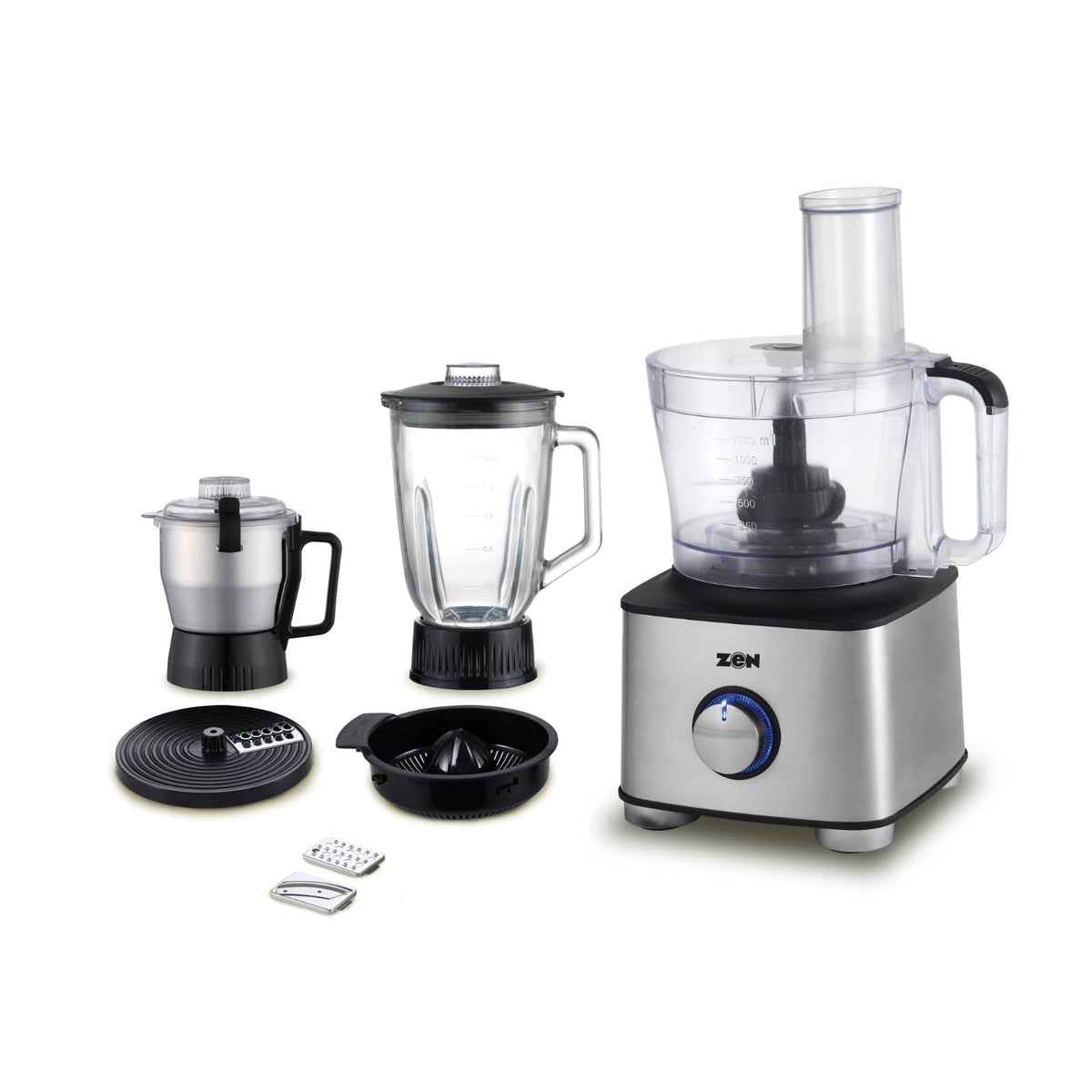 Zen 7-in-1 Functions Food Processor 600W, ZFR690S | hopping, Shredding, Dough Making, Slicing, Citrus Juicing, Blending