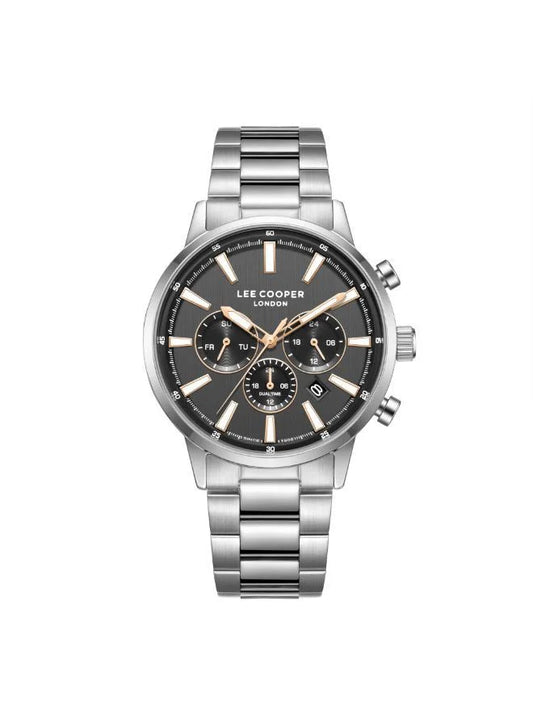 Lee Cooper Men's Multifunction Watch with Gunmetal Dial and Stainless Steel Band, LC08382.350