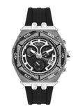 Quantum Men's Chronograph Watch Analog Black Dial with Black Silicone Band, HNG1066.351