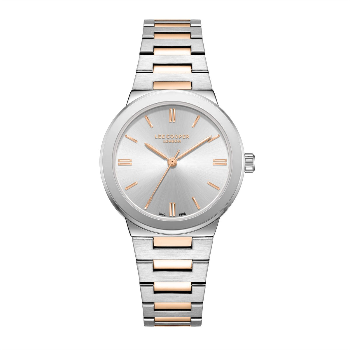 Lee Cooper Women's Watch Analog Silver Dial with Two-Toned Stainless Steel Band, LC08133.530