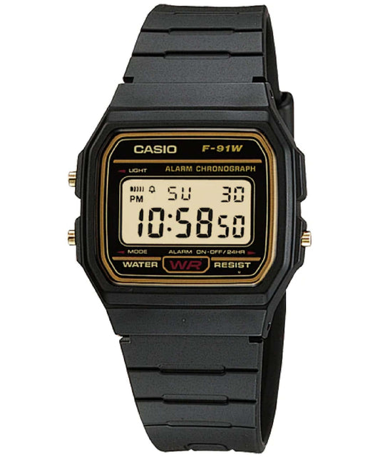 Casio unisex analog watch, black dial with comfortable strap, model CS-F-91WG-9QDF, Bahrain