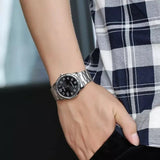 Casio Men's Watch Analog, Black Dial Silver Stainless Steel Strap, MTP-V001D-1BUDF