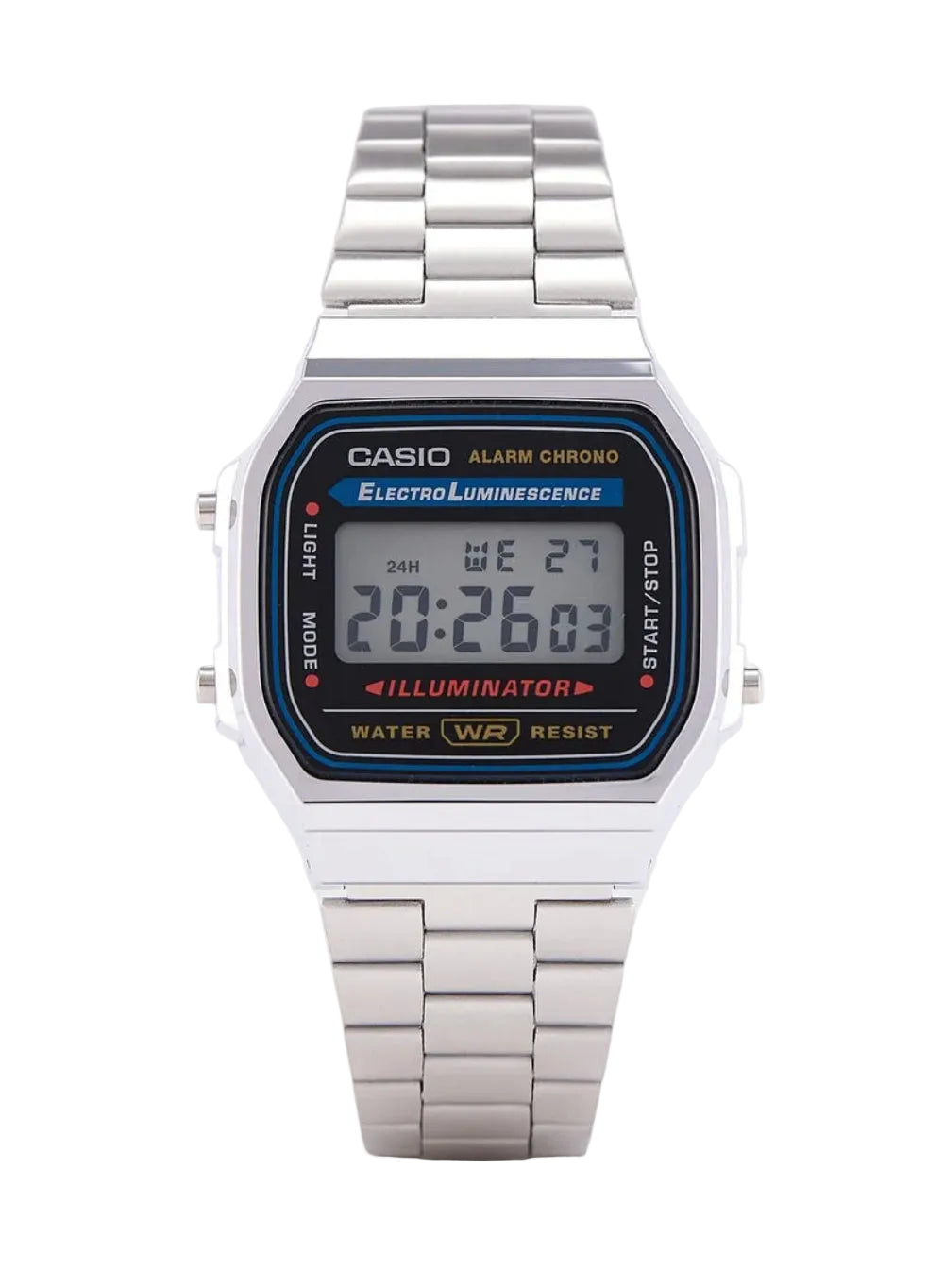 Casio Men's Watch Vintage Collection Digital, Grey Dial Silver Stainless Steel Strap, A168WA-1WDF product image