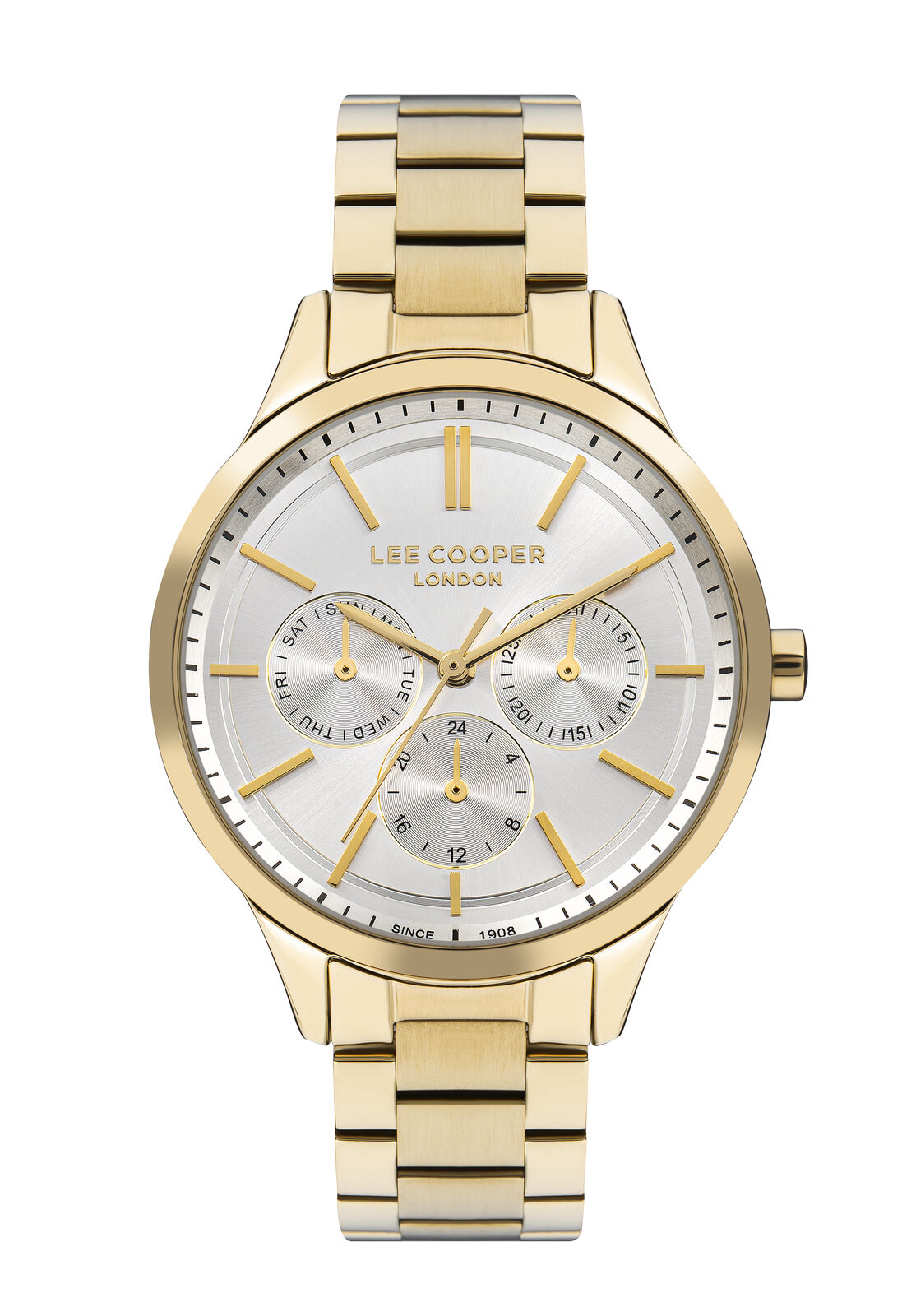 Lee Cooper Women's Watch Analog, Silver Dial Gold Stainless Steel Band , LC07865.130