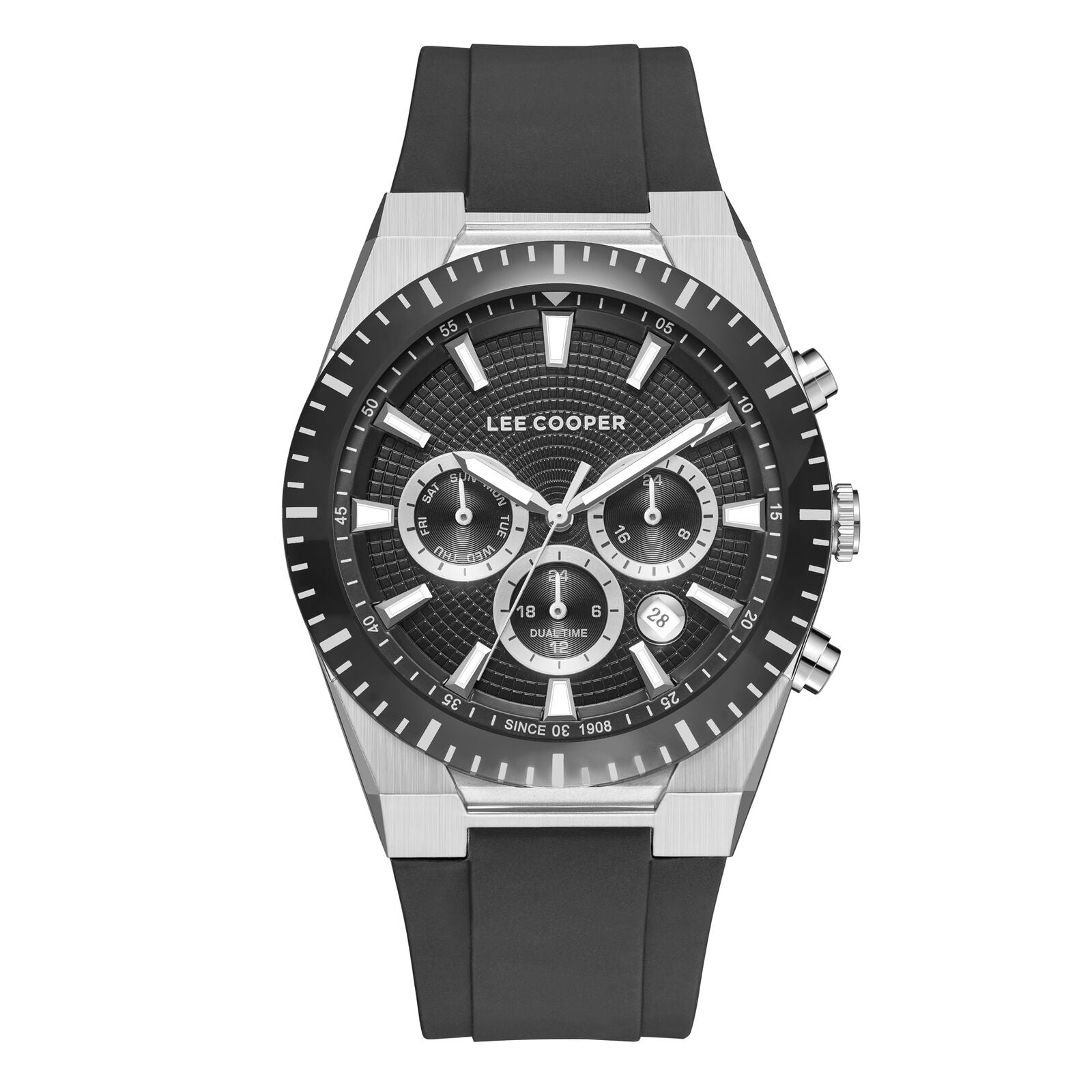 Lee Cooper Men's Watch Analog Black Dial with Black Resin Strap, LC08088.351
