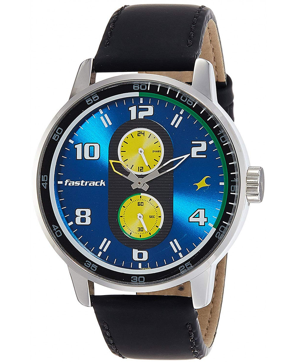 Fastrack Men's Watch Analog,  Dial   Leather Strap, 3159SL02