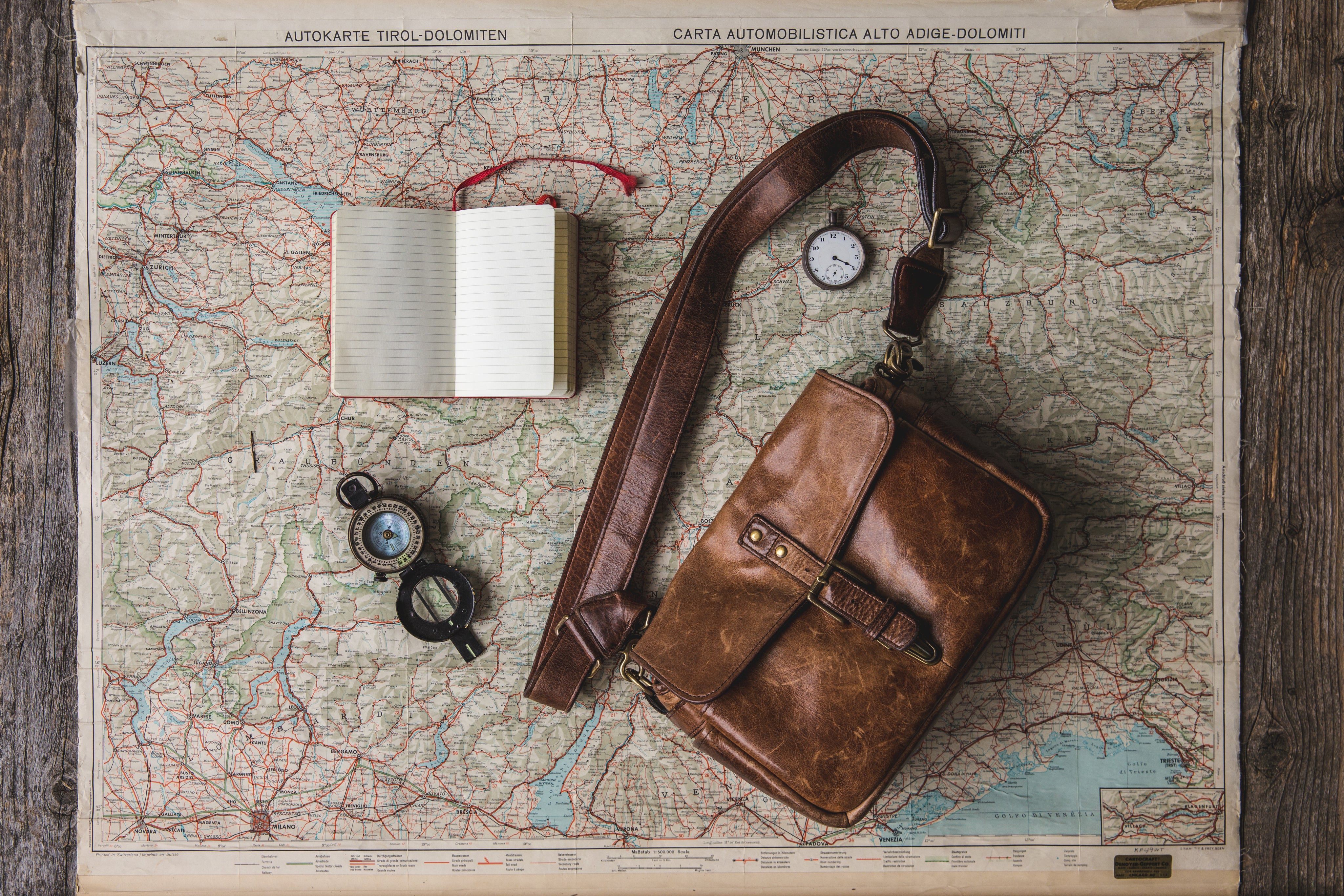 Flatlay of travel essentials