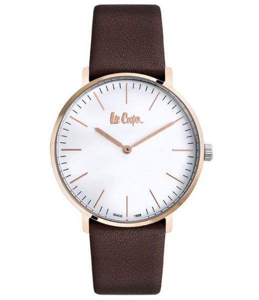 Lee Cooper Men's Watch Analog, White Dial Brown Leather Strap, LC06951.432 