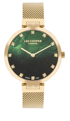 Lee Cooper Women's Watch Analog, Green Dial Gold Mesh Band, LC07806.270