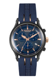 Quantum Men's Chronograph Watch Analog Blue Dial with Blue Silicone Band, PWG773.059