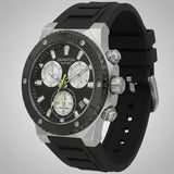 Quantum Men's Chronograph Watch Black Dial Black Silicone Band, HNG1232.351