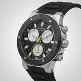 Quantum Men's Chronograph Watch Black Dial Black Silicone Band, HNG1232.351