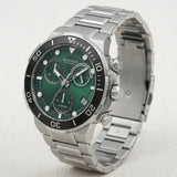 Quantum Men's Chronograph Watch Green Dial Silver Metal Band, HNG1150.090